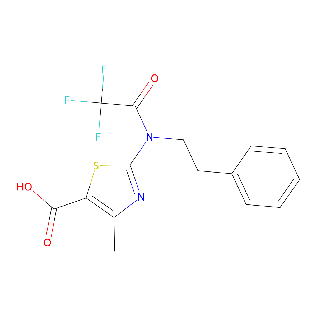 4-methyl-2-[2,2,2-trifluoro-N-(2-phenylethyl)acetamido]-1,3-thiazole-5-carboxylic acid molecular structure, CAS 2680891-45-4