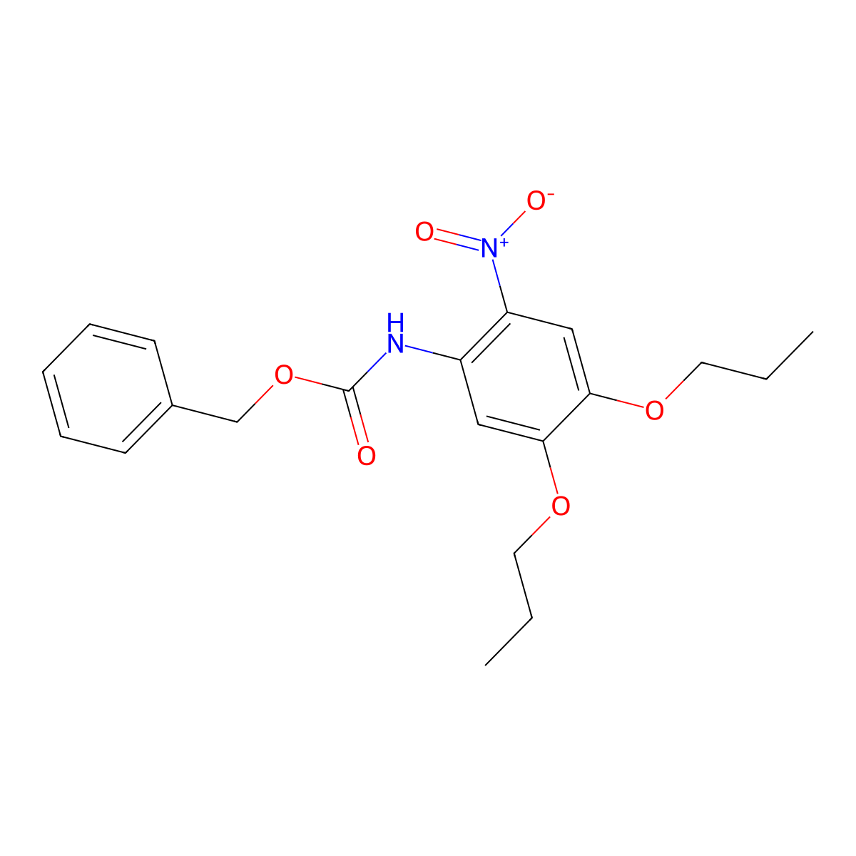benzyl N-(2-nitro-4,5-dipropoxyphenyl)carbamate molecular structure, CAS 2680891-48-7