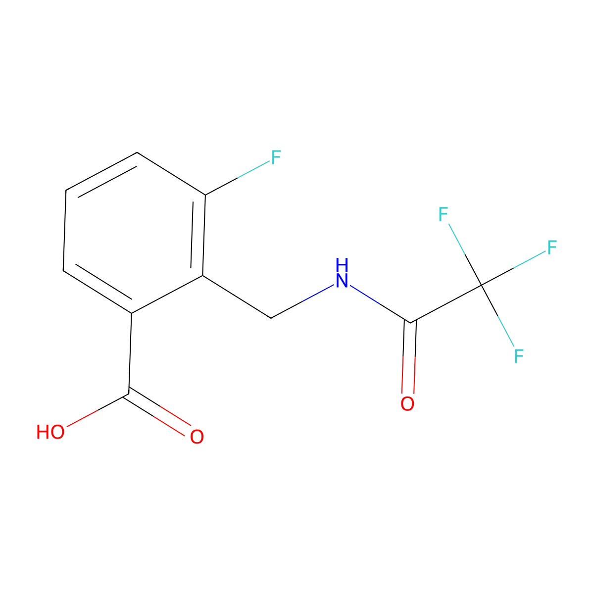 3-Fluoro-2-[(2,2,2-trifluoroacetamido)methyl]benzoic acid molecular structure, CAS 2680891-50-1