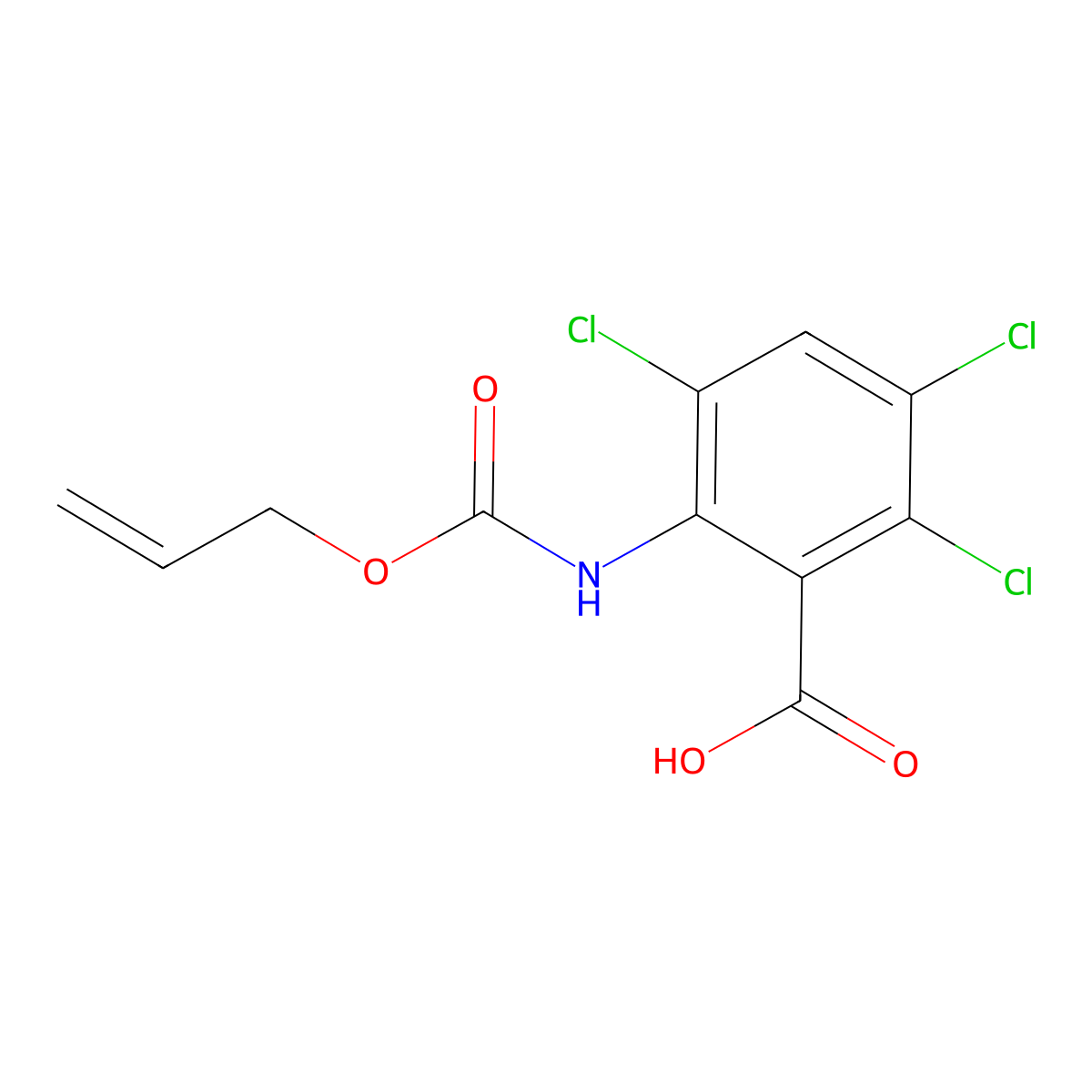2,3,5-Trichloro-6-{[(prop-2-en-1-yloxy)carbonyl]amino}benzoic acid molecular structure, CAS 2680891-52-3