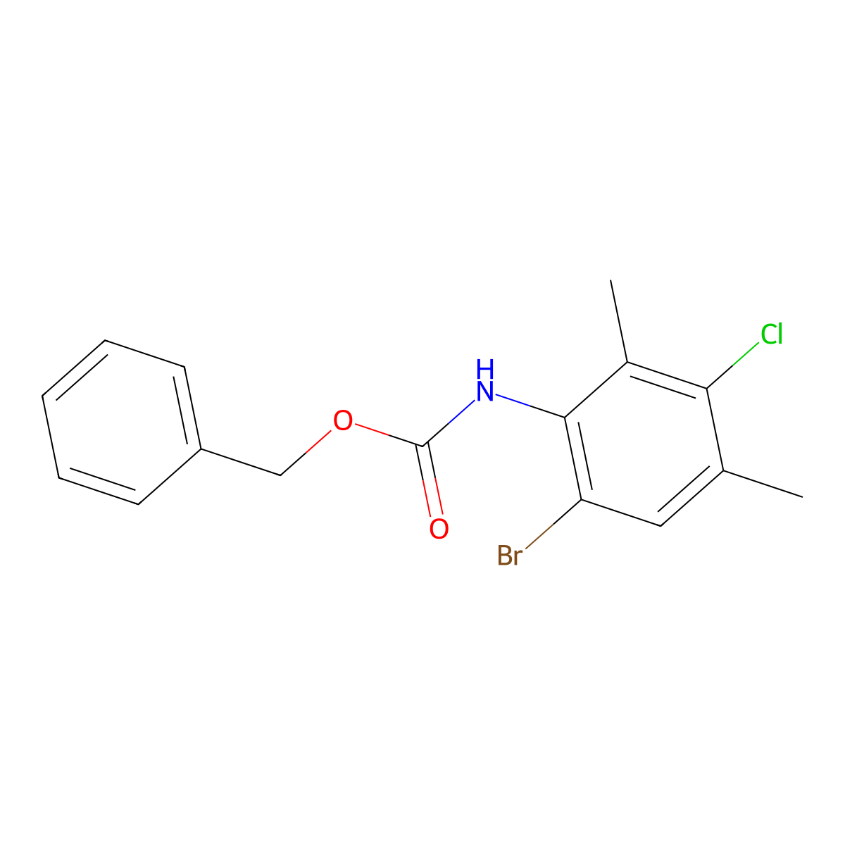 benzyl N-(6-bromo-3-chloro-2,4-dimethylphenyl)carbamate molecular structure, CAS 2680891-58-9