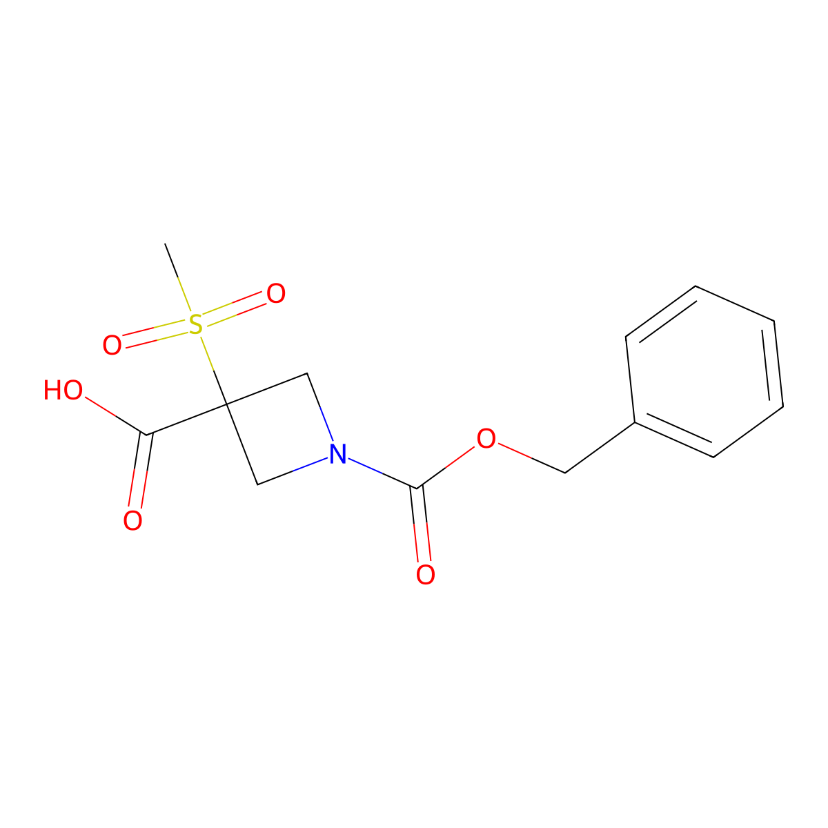 1-[(Benzyloxy)carbonyl]-3-methanesulfonylazetidine-3-carboxylic acid molecular structure, CAS 2680891-68-1