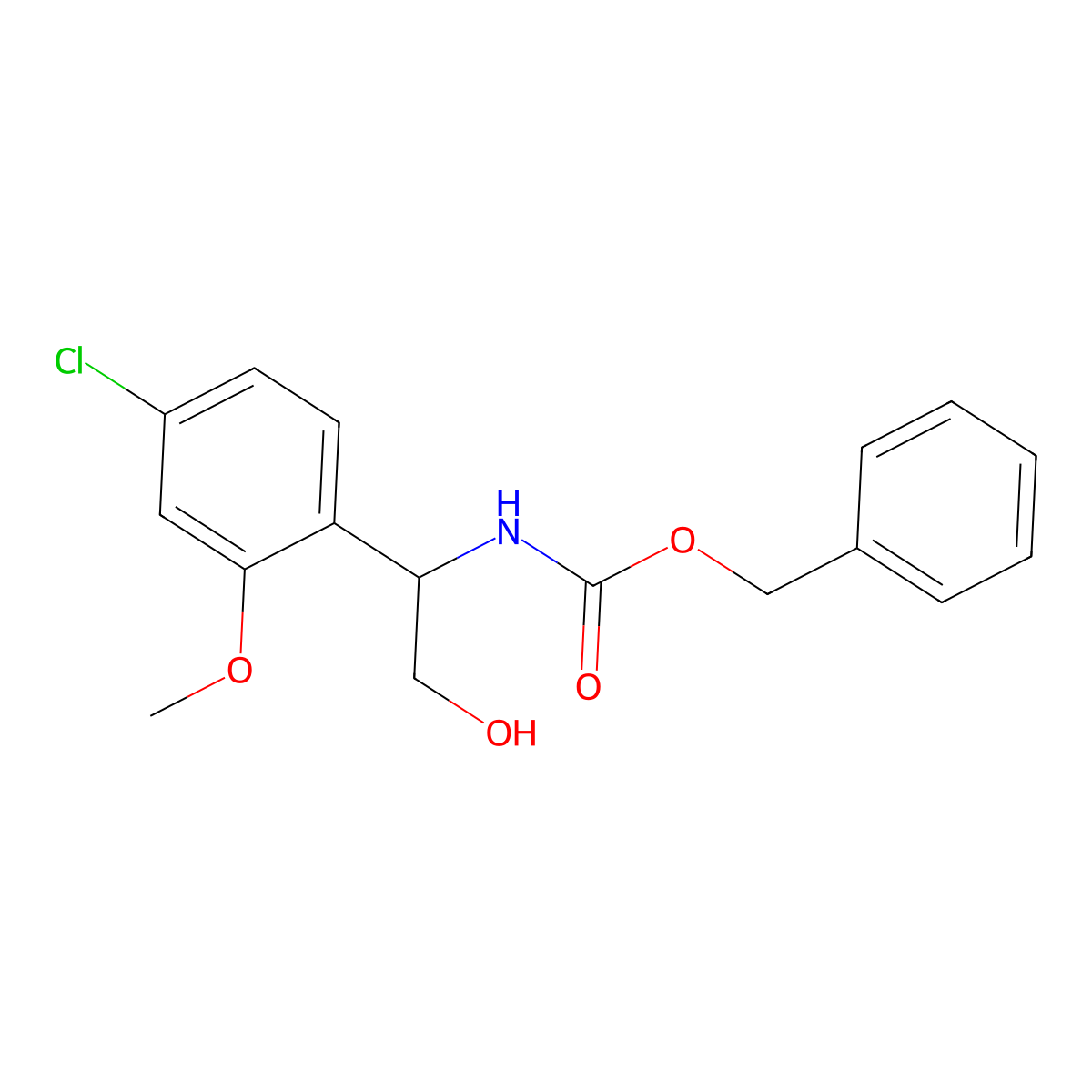 benzyl N-[1-(4-chloro-2-methoxyphenyl)-2-hydroxyethyl]carbamate molecular structure, CAS 2680891-84-1