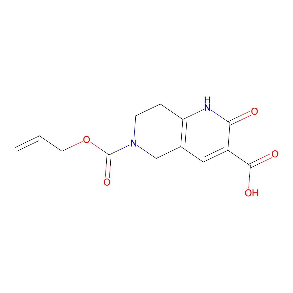 2-Oxo-6-[(prop-2-en-1-yloxy)carbonyl]-1,2,5,6,7,8-hexahydro-1,6-naphthyridine-3-carboxylic acid molecular structure, CAS 2680891-87-4