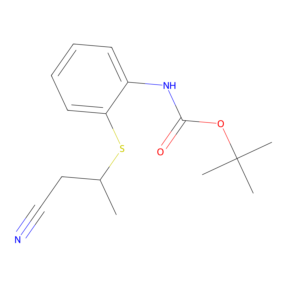 tert-butyl N-{2-[(1-cyanopropan-2-yl)sulfanyl]phenyl}carbamate molecular structure, CAS 2680891-98-7