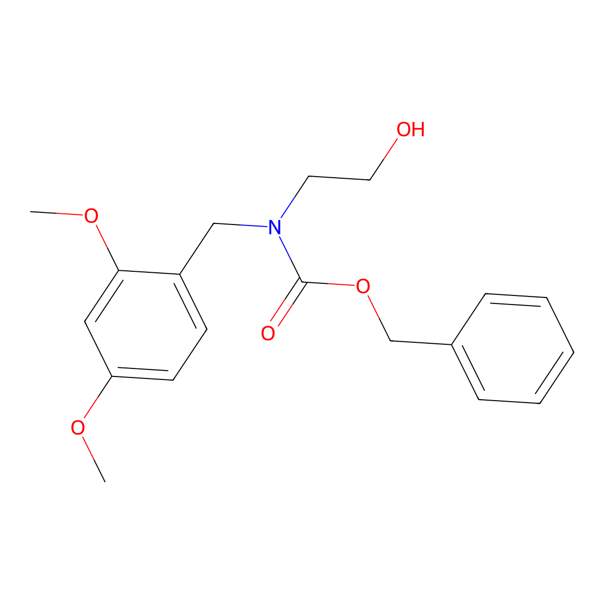 benzyl N-[(2,4-dimethoxyphenyl)methyl]-N-(2-hydroxyethyl)carbamate molecular structure, CAS 2680892-02-6