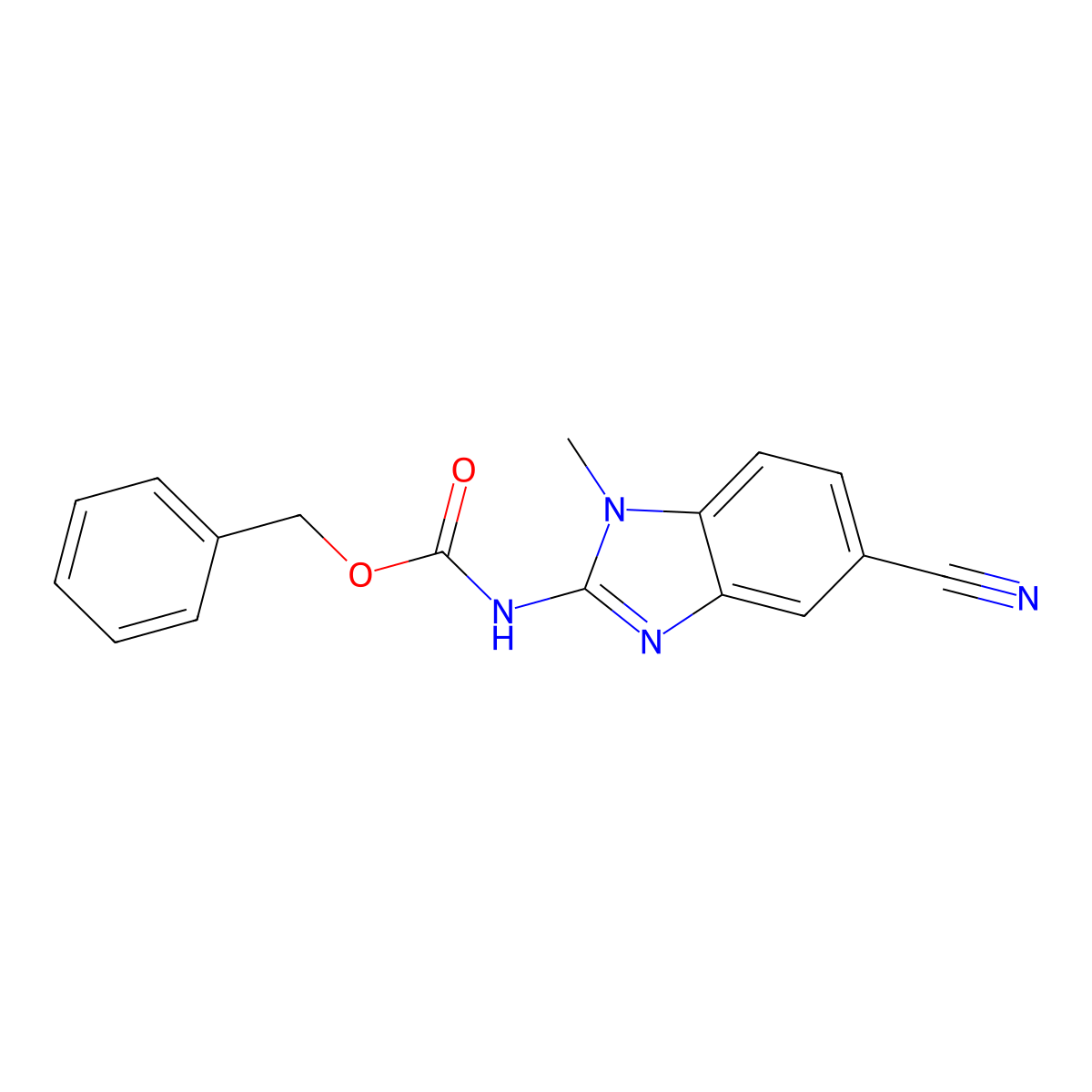 benzyl N-(5-cyano-1-methyl-1H-1,3-benzodiazol-2-yl)carbamate molecular structure, CAS 2680892-06-0