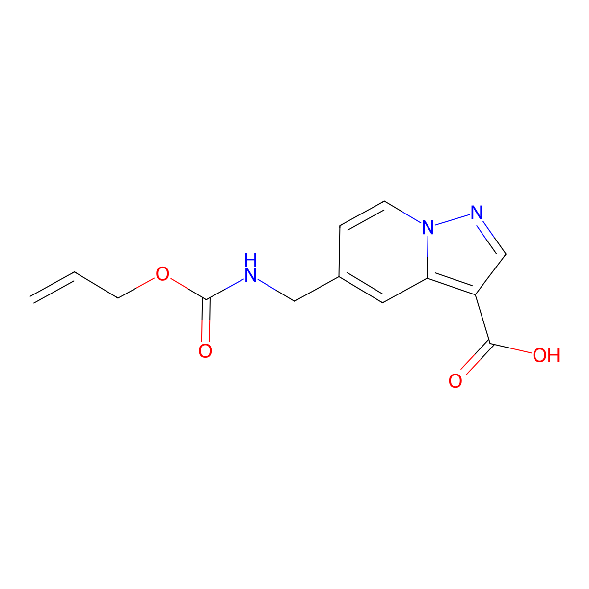 5-({[(Prop-2-en-1-yloxy)carbonyl]amino}methyl)pyrazolo[1,5-a]pyridine-3-carboxylic acid molecular structure, CAS 2680892-07-1