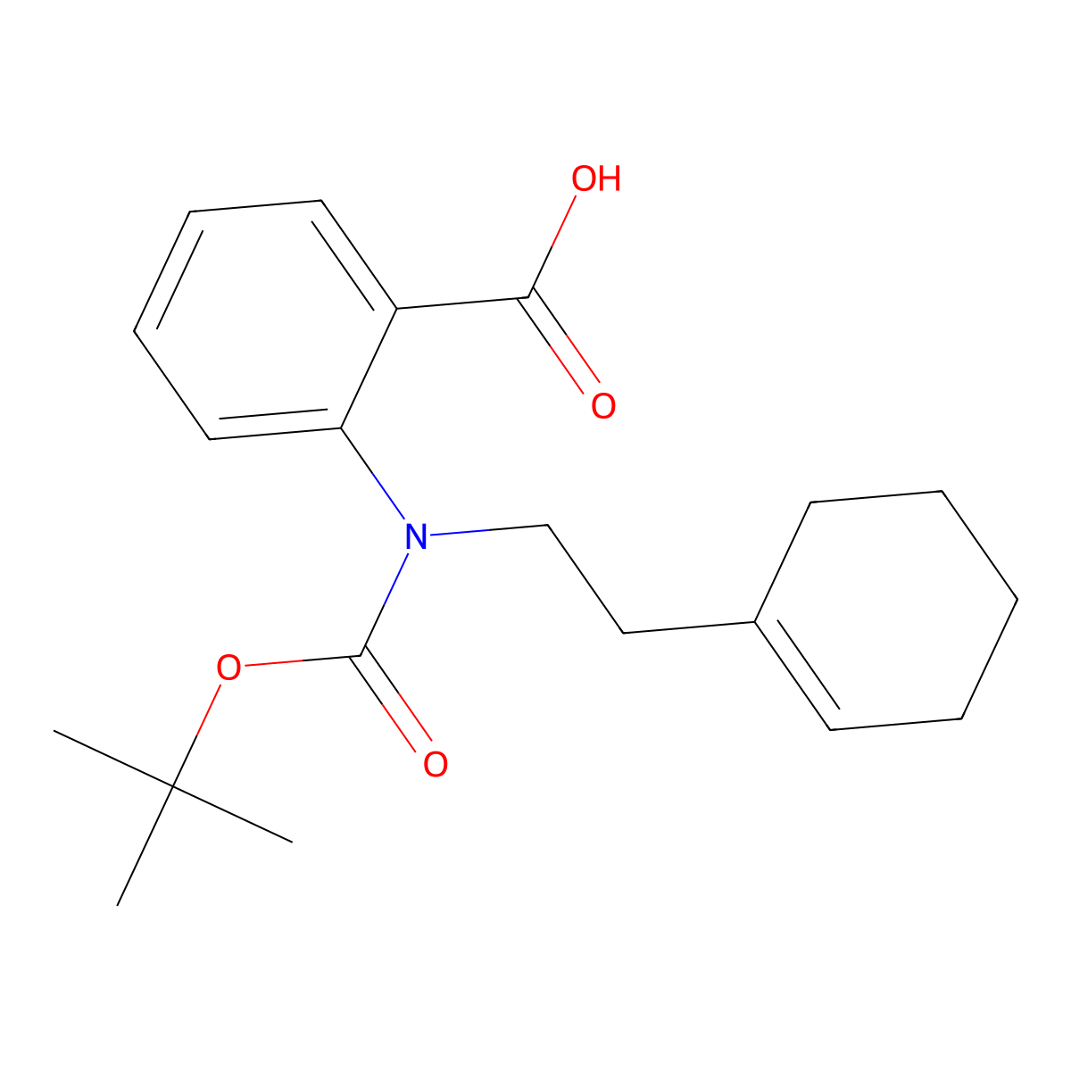 2-{[(Tert-butoxy)carbonyl][2-(cyclohex-1-en-1-yl)ethyl]amino}benzoic acid molecular structure, CAS 2680892-08-2