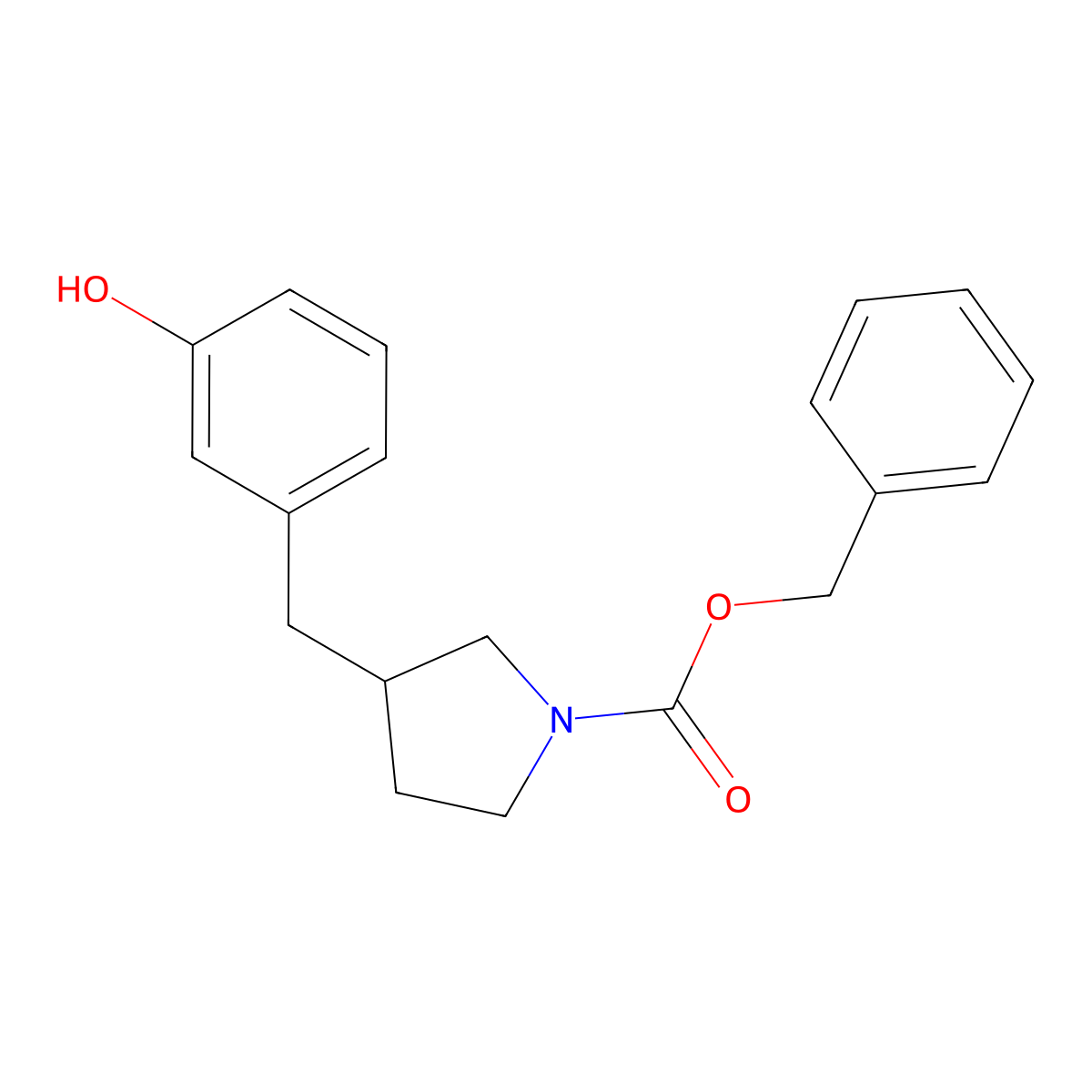 Benzyl 3-[(3-hydroxyphenyl)methyl]pyrrolidine-1-carboxylate molecular structure, CAS 2680892-10-6