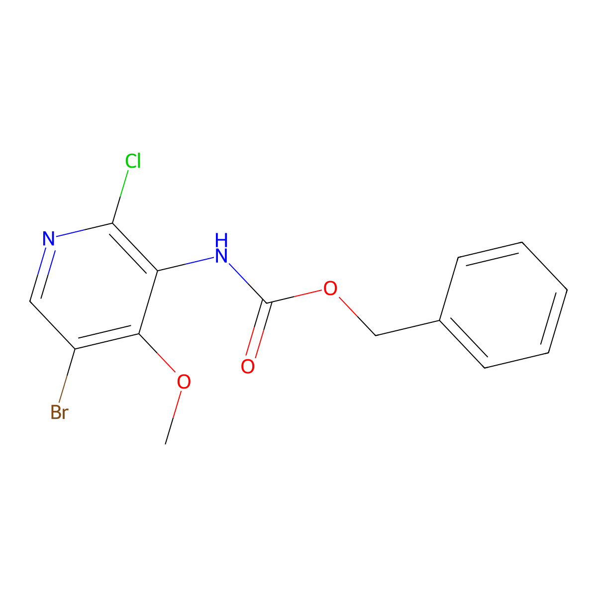 benzyl N-(5-bromo-2-chloro-4-methoxypyridin-3-yl)carbamate molecular structure, CAS 2680892-12-8