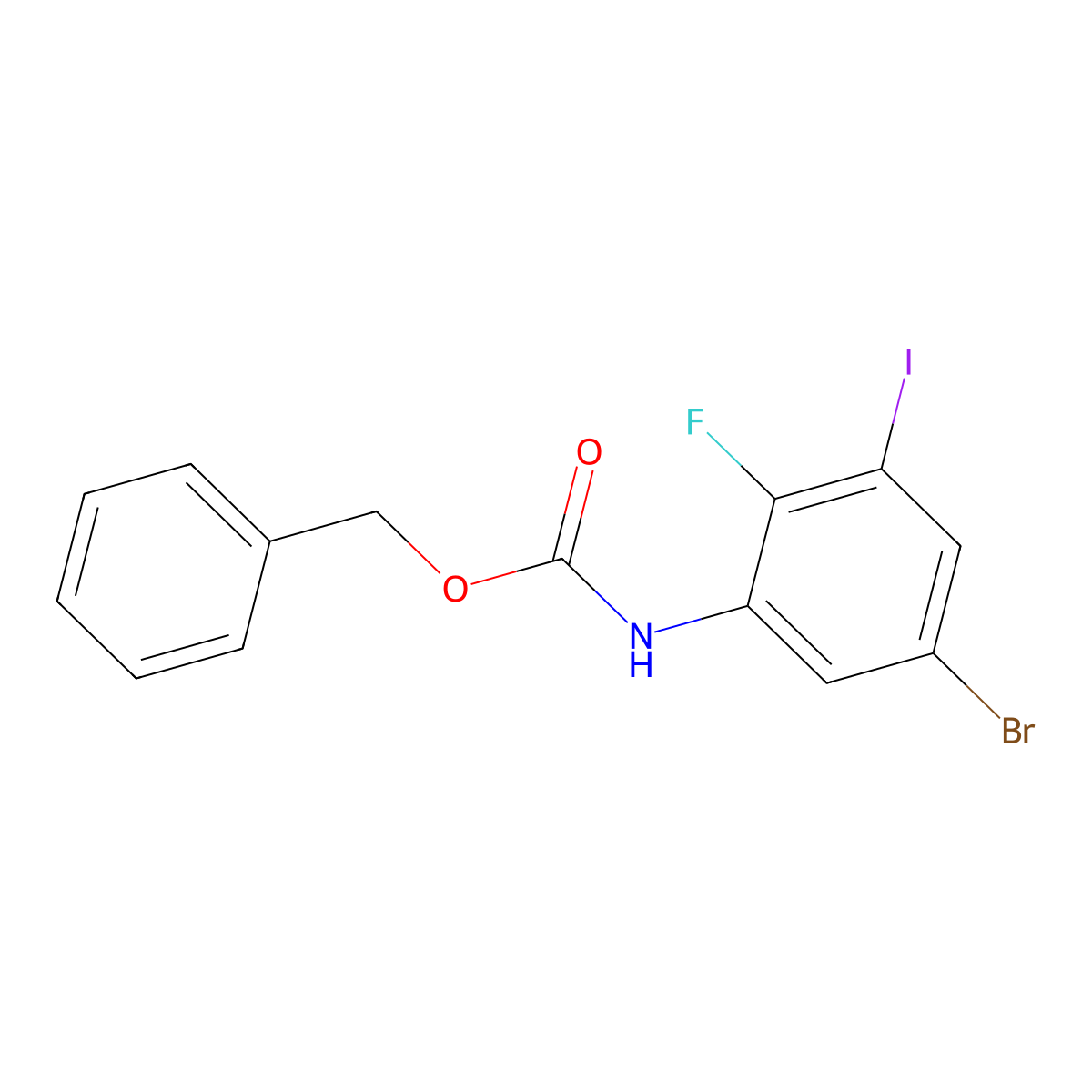 benzyl N-(5-bromo-2-fluoro-3-iodophenyl)carbamate molecular structure, CAS 2680892-15-1