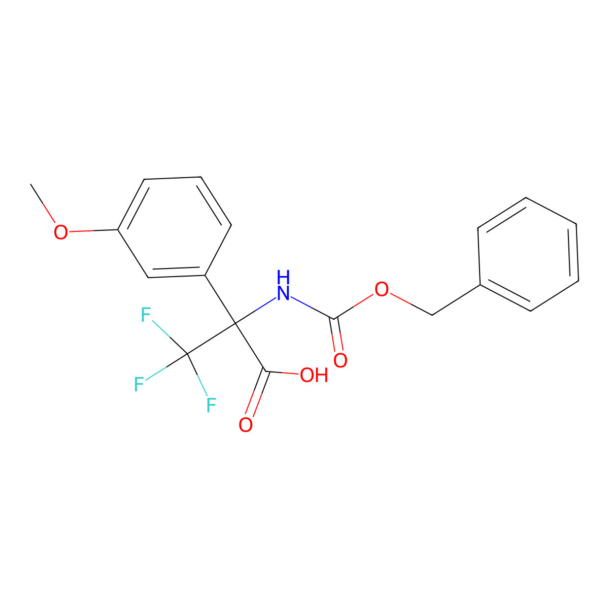 2-{[(Benzyloxy)carbonyl]amino}-3,3,3-trifluoro-2-(3-methoxyphenyl)propanoic acid molecular structure, CAS 2680892-20-8