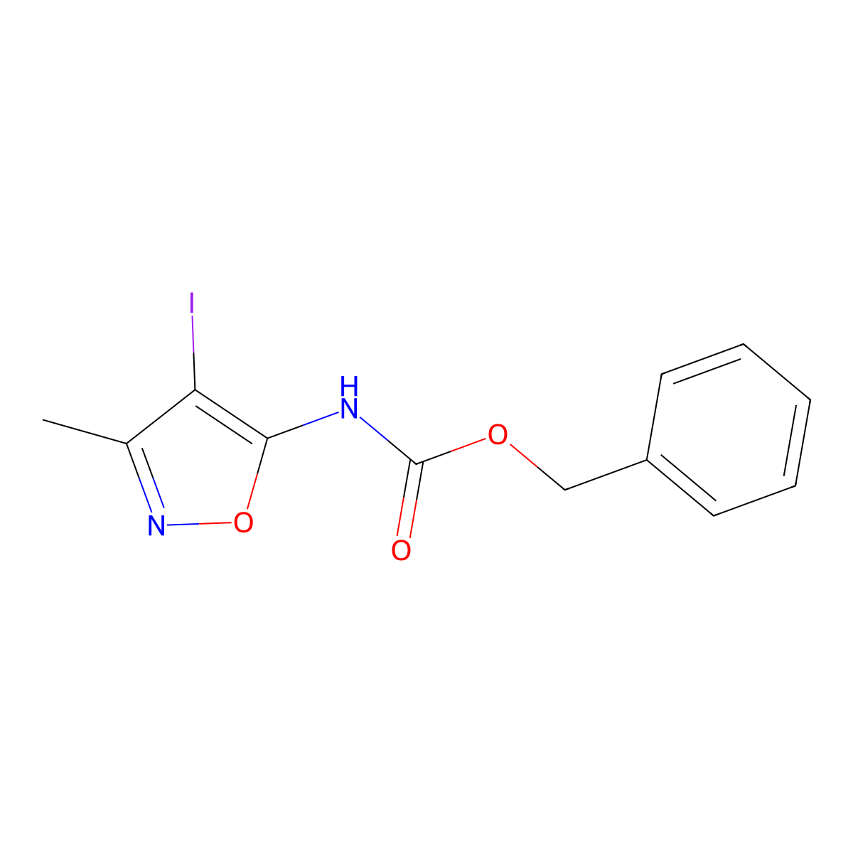 benzyl N-(4-iodo-3-methyl-1,2-oxazol-5-yl)carbamate molecular structure, CAS 2680892-22-0