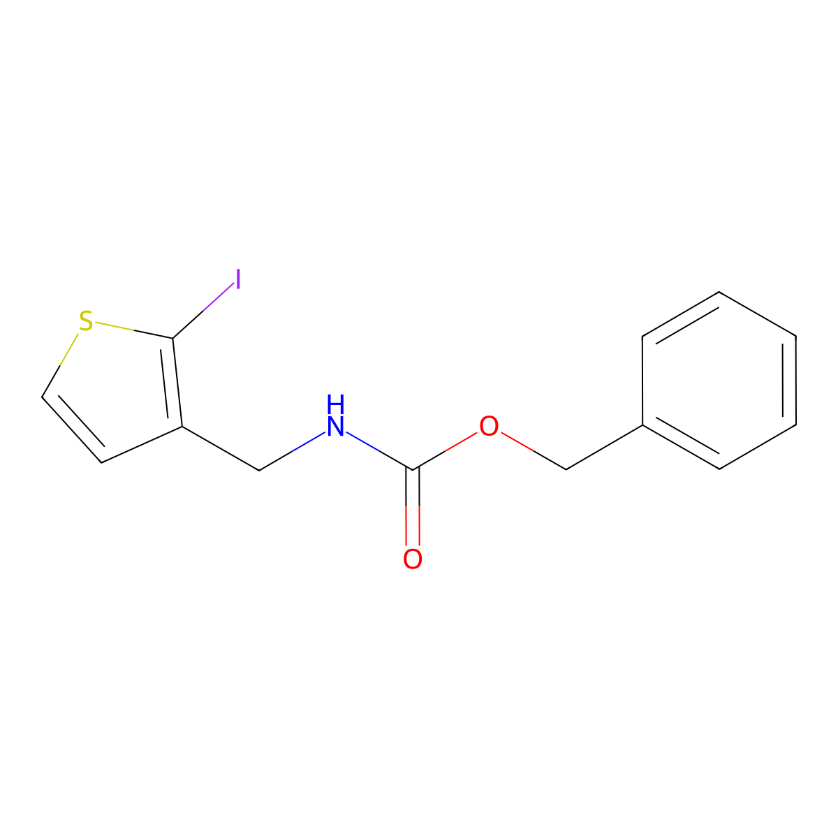 benzyl N-[(2-iodothiophen-3-yl)methyl]carbamate molecular structure, CAS 2680892-24-2