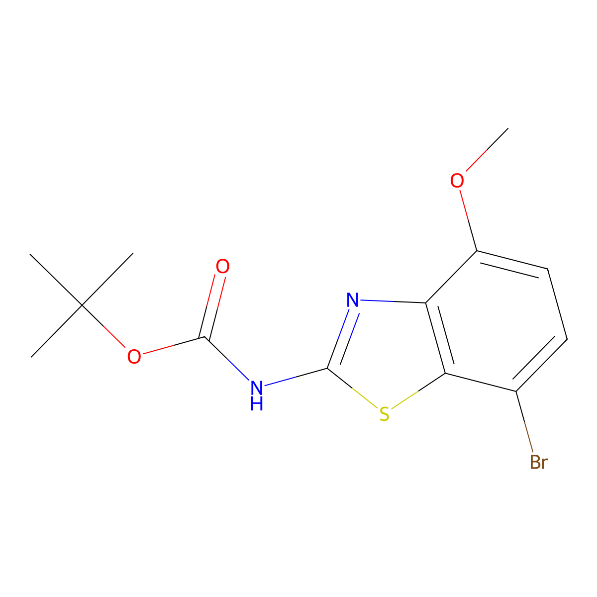 tert-butyl N-(7-bromo-4-methoxy-1,3-benzothiazol-2-yl)carbamate molecular structure, CAS 2680892-45-7