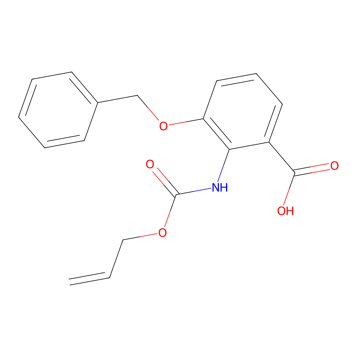 3-(Benzyloxy)-2-{[(prop-2-en-1-yloxy)carbonyl]amino}benzoic acid molecular structure, CAS 2680892-48-0
