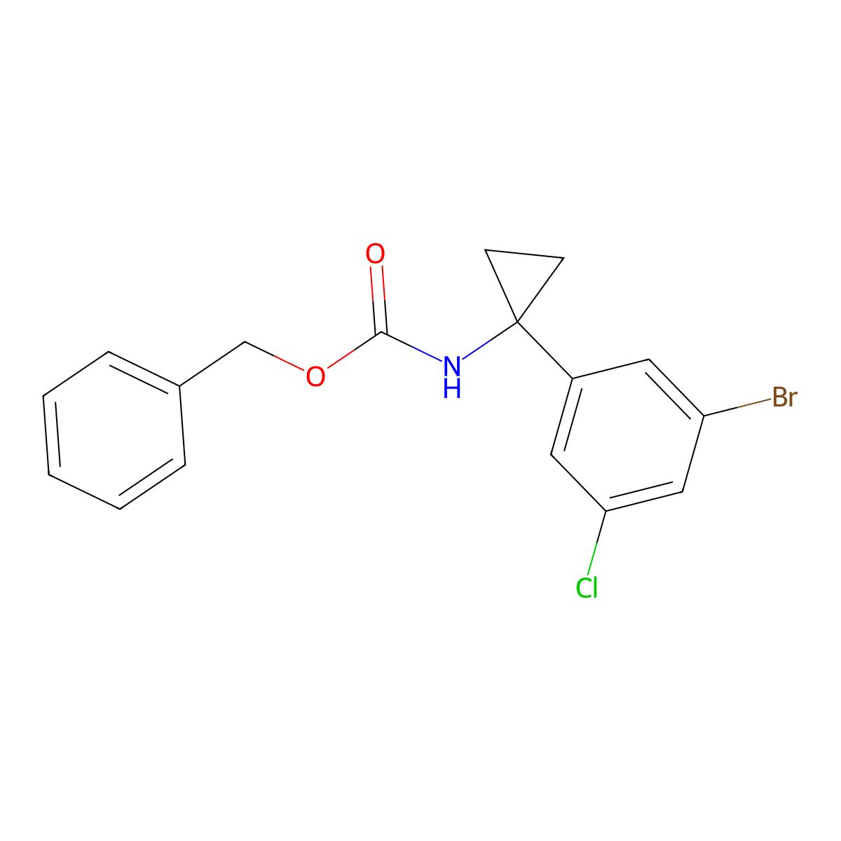 benzyl N-[1-(3-bromo-5-chlorophenyl)cyclopropyl]carbamate molecular structure, CAS 2680892-51-5