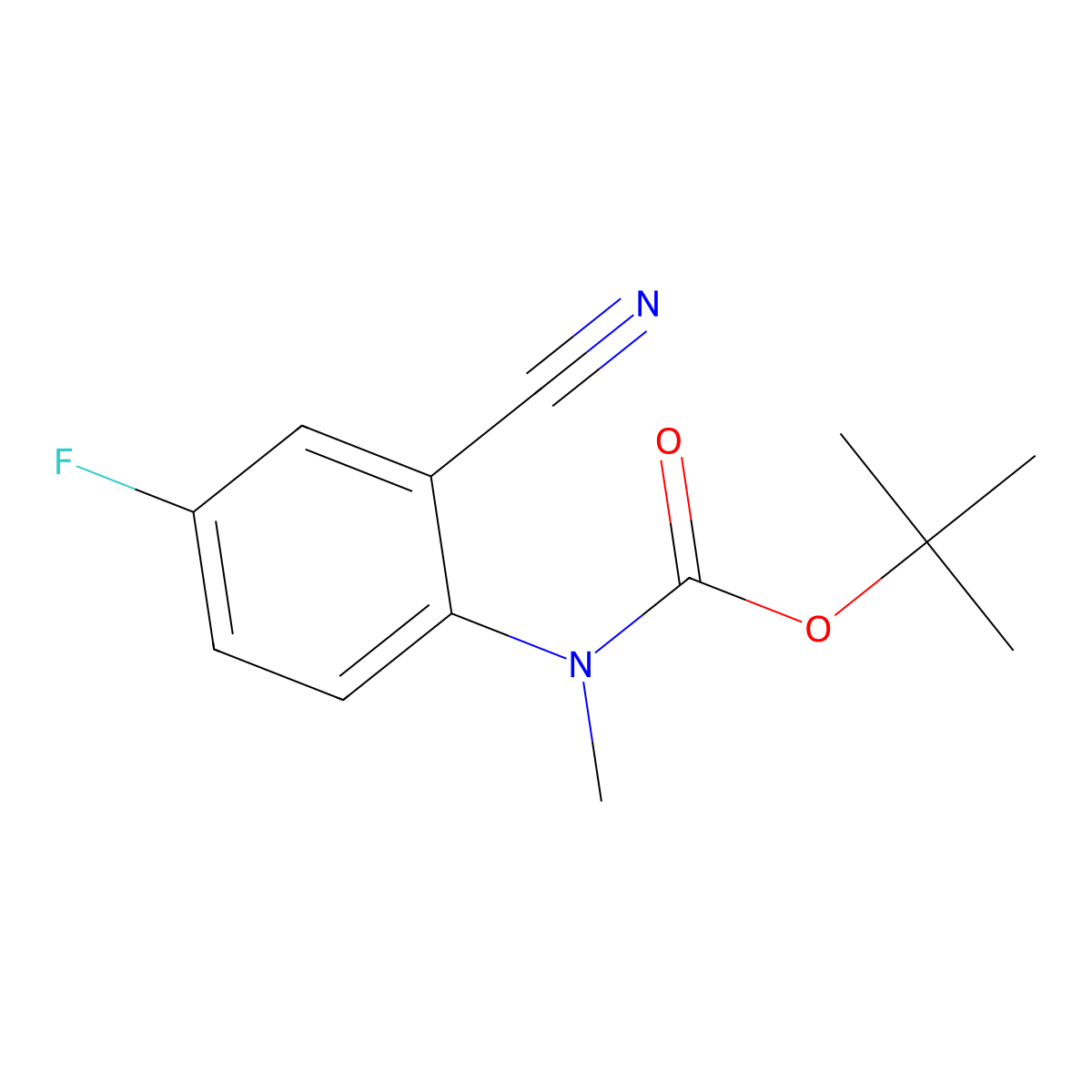 tert-butyl N-(2-cyano-4-fluorophenyl)-N-methylcarbamate molecular structure, CAS 2680892-58-2