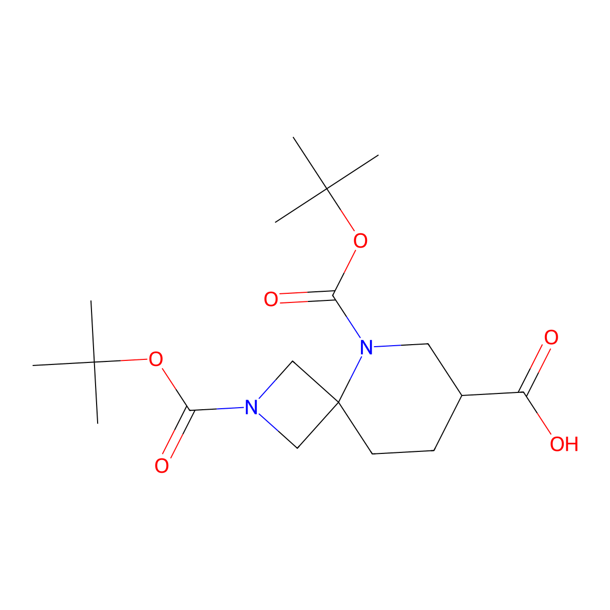 2,5-Bis[(tert-butoxy)carbonyl]-2,5-diazaspiro[3.5]nonane-7-carboxylic acid molecular structure, CAS 2680892-60-6