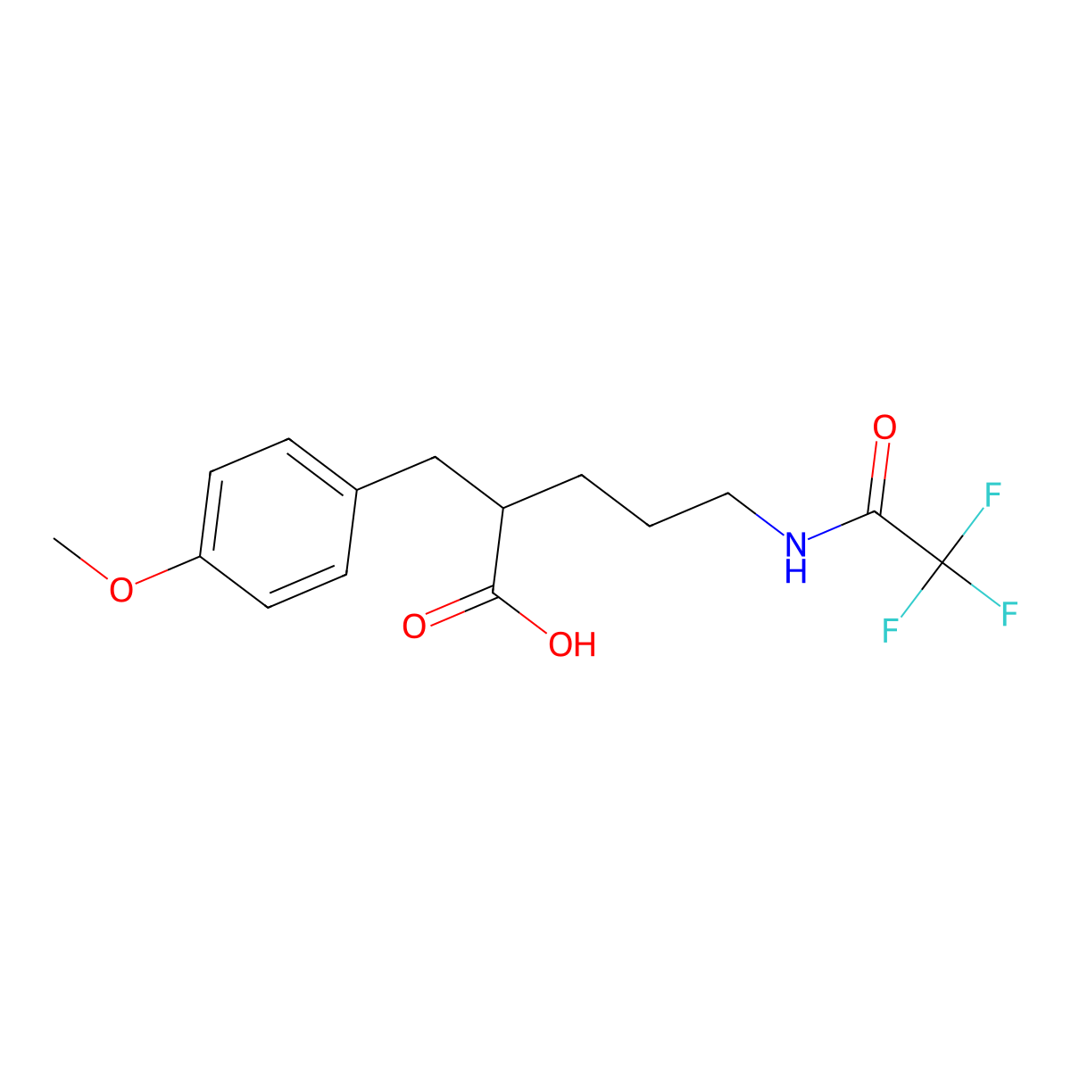 2-[(4-Methoxyphenyl)methyl]-5-(2,2,2-trifluoroacetamido)pentanoic acid molecular structure, CAS 2680892-71-9