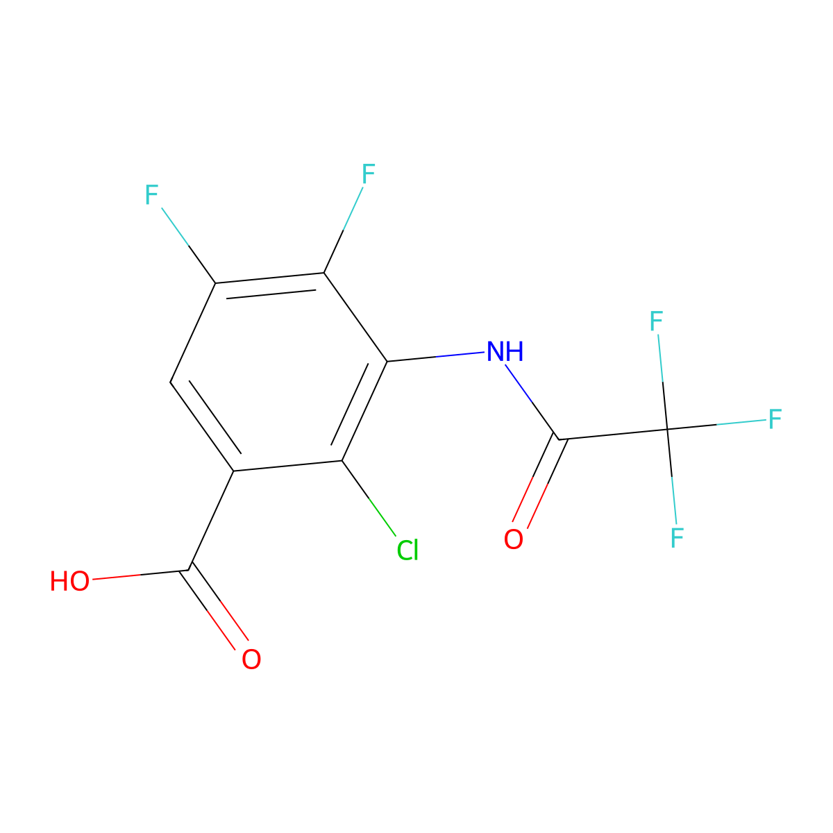 2-Chloro-4,5-difluoro-3-(2,2,2-trifluoroacetamido)benzoic acid molecular structure, CAS 2680892-73-1