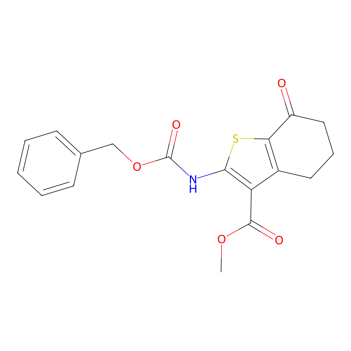 Methyl 2-{[(benzyloxy)carbonyl]amino}-7-oxo-4,5,6,7-tetrahydro-1-benzothiophene-3-carboxylate molecular structure, CAS 2680892-78-6