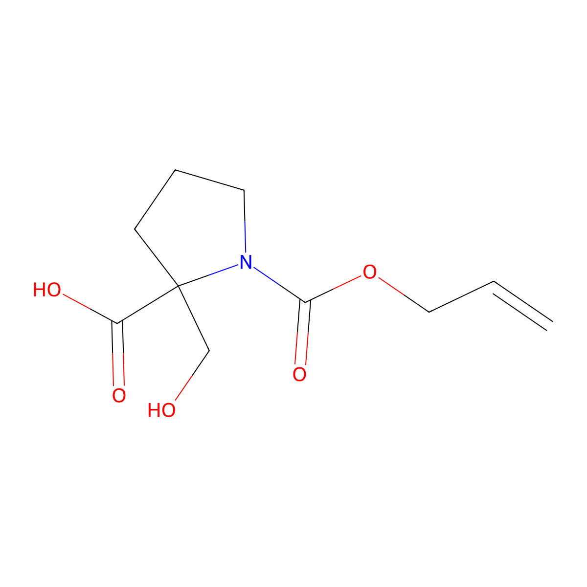 2-(Hydroxymethyl)-1-[(prop-2-en-1-yloxy)carbonyl]pyrrolidine-2-carboxylic acid molecular structure, CAS 2680892-84-4