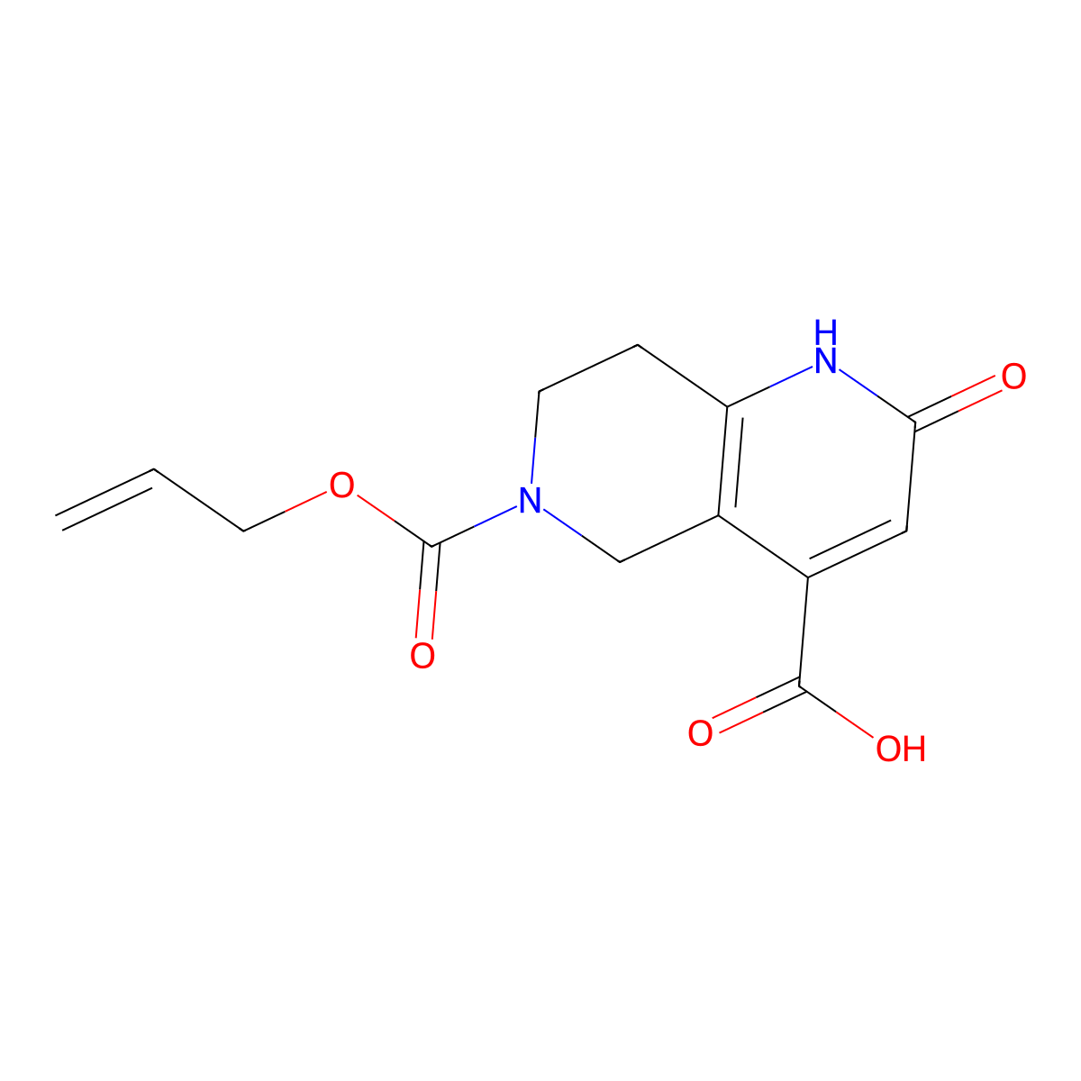 2-Oxo-6-[(prop-2-en-1-yloxy)carbonyl]-1,2,5,6,7,8-hexahydro-1,6-naphthyridine-4-carboxylic acid molecular structure, CAS 2680892-85-5