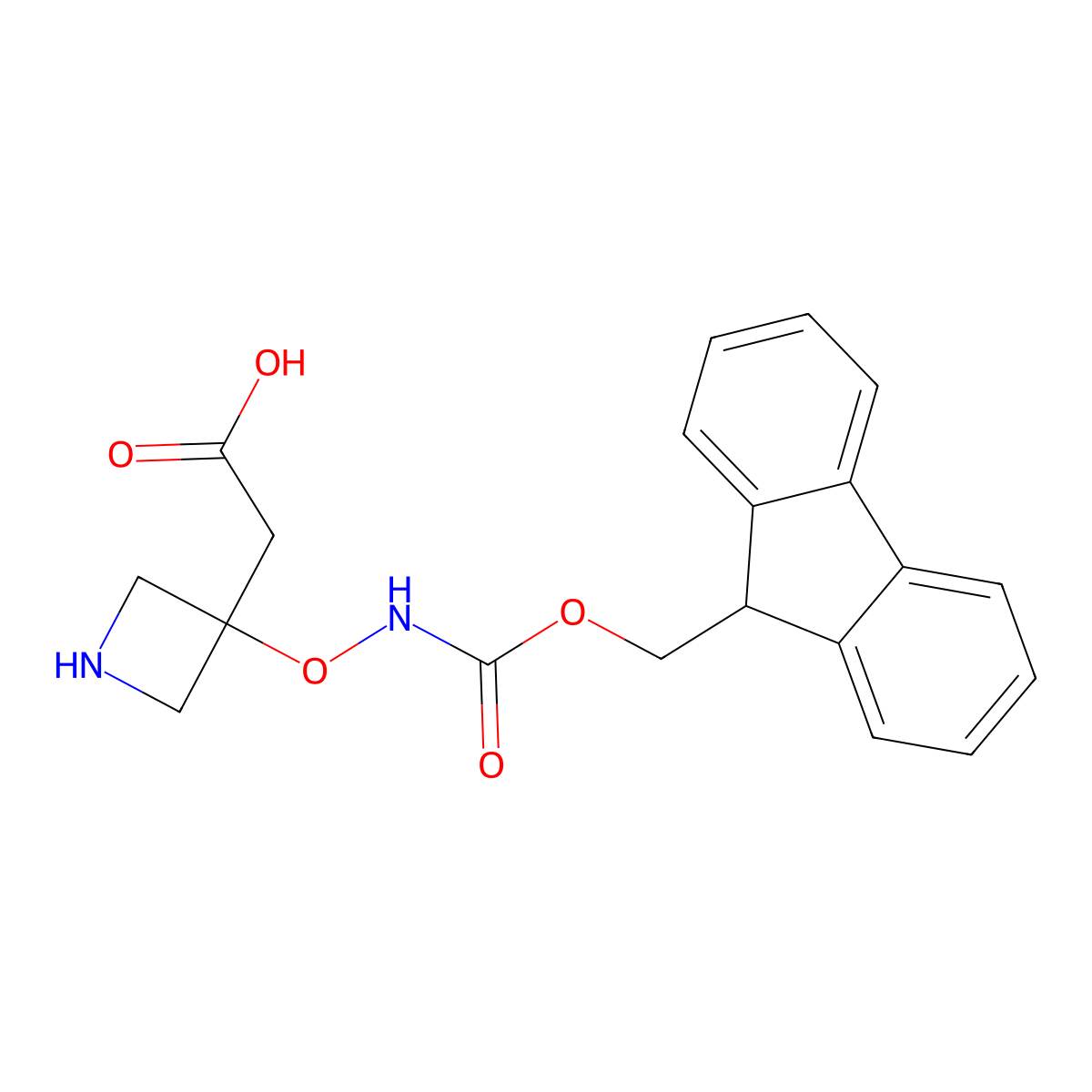 2-{3-[({[(9H-fluoren-9-yl)methoxy]carbonyl}amino)oxy]azetidin-3-yl}acetic acid molecular structure, CAS 2680892-86-6