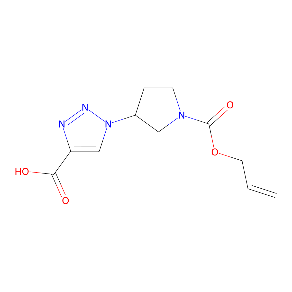 1-{1-[(prop-2-en-1-yloxy)carbonyl]pyrrolidin-3-yl}-1H-1,2,3-triazole-4-carboxylic acid molecular structure, CAS 2680892-87-7