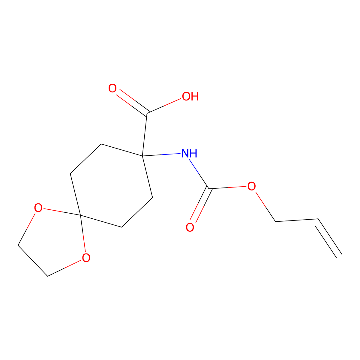 8-{[(Prop-2-en-1-yloxy)carbonyl]amino}-1,4-dioxaspiro[4.5]decane-8-carboxylic acid molecular structure, CAS 2680892-88-8