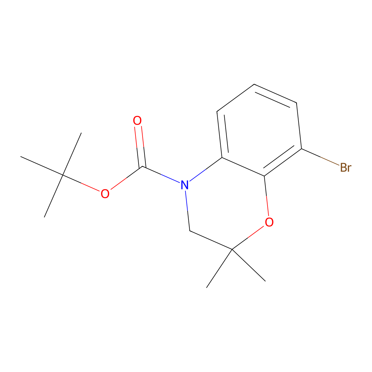 tert-butyl 8-bromo-2,2-dimethyl-3,4-dihydro-2H-1,4-benzoxazine-4-carboxylate molecular structure, CAS 2680892-89-9