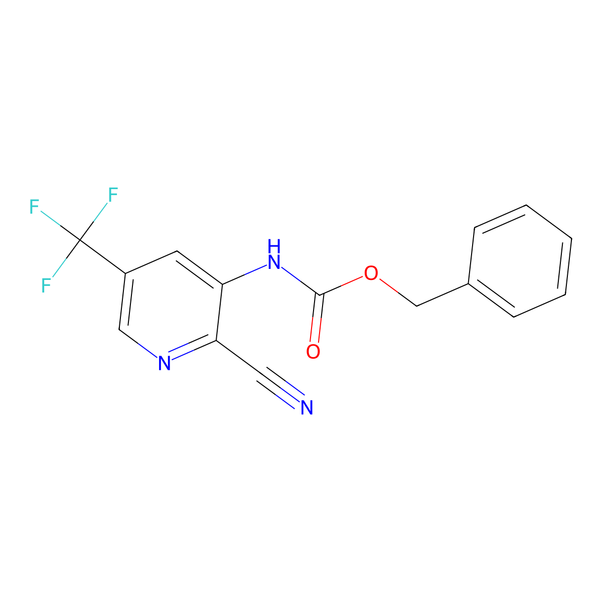 benzyl N-[2-cyano-5-(trifluoromethyl)pyridin-3-yl]carbamate molecular structure, CAS 2680892-93-5