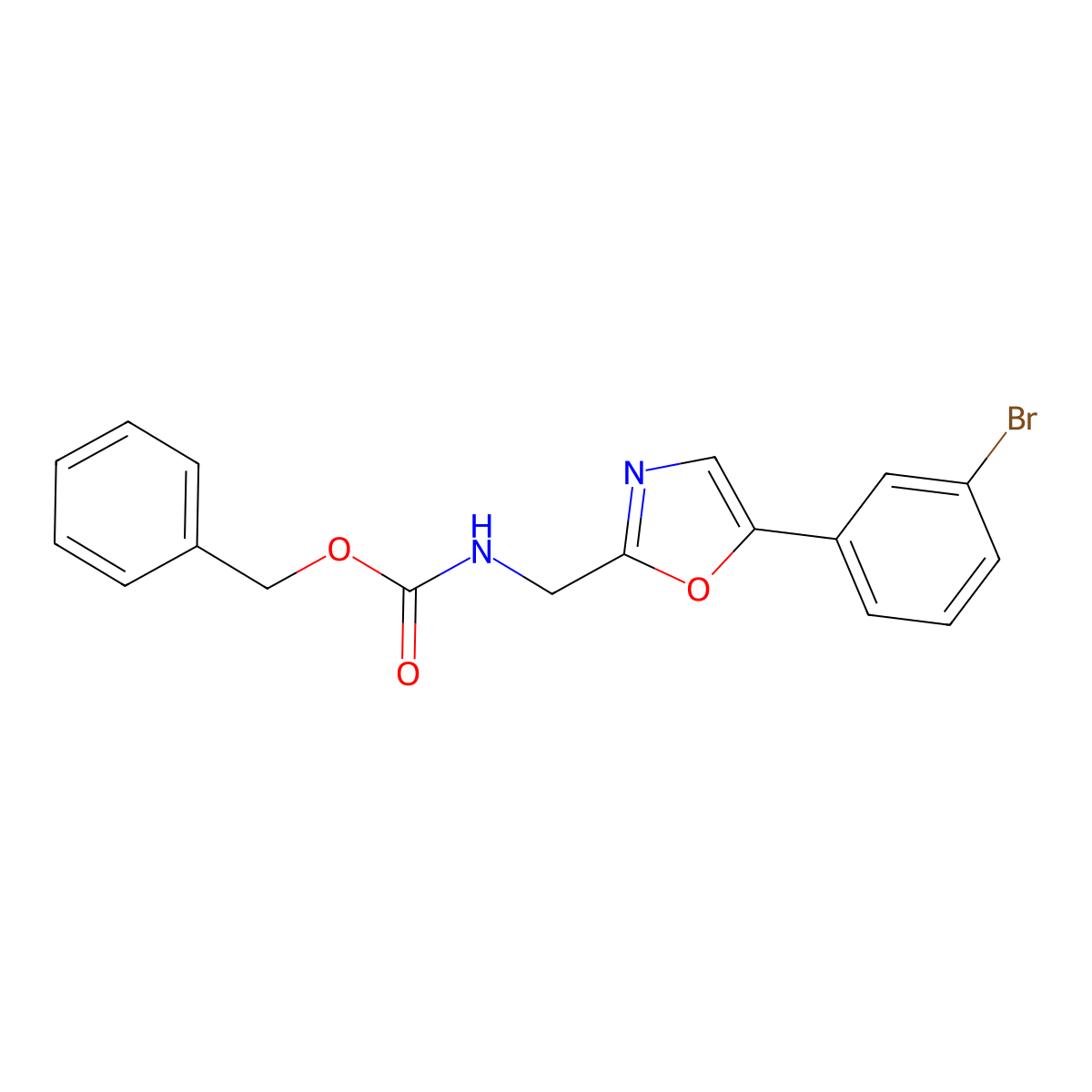 benzyl N-{[5-(3-bromophenyl)-1,3-oxazol-2-yl]methyl}carbamate molecular structure, CAS 2680893-00-7