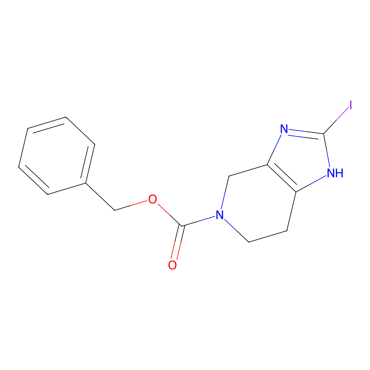 benzyl 2-iodo-1H,4H,5H,6H,7H-imidazo[4,5-c]pyridine-5-carboxylate molecular structure, CAS 2680893-02-9