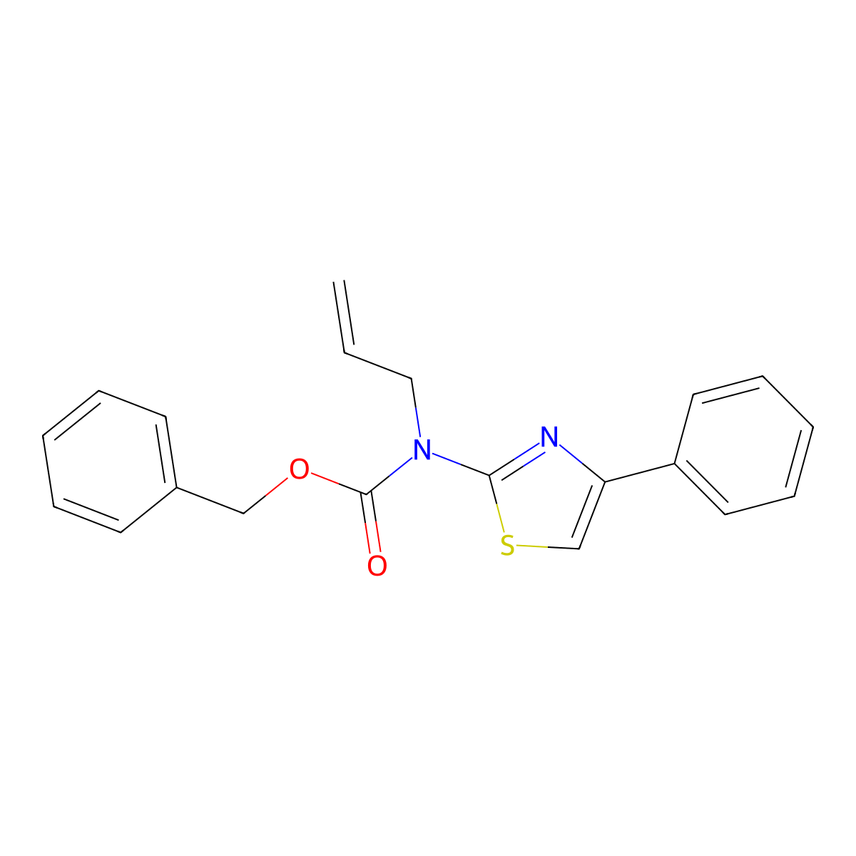 benzyl N-(4-phenyl-1,3-thiazol-2-yl)-N-(prop-2-en-1-yl)carbamate molecular structure, CAS 2680893-03-0