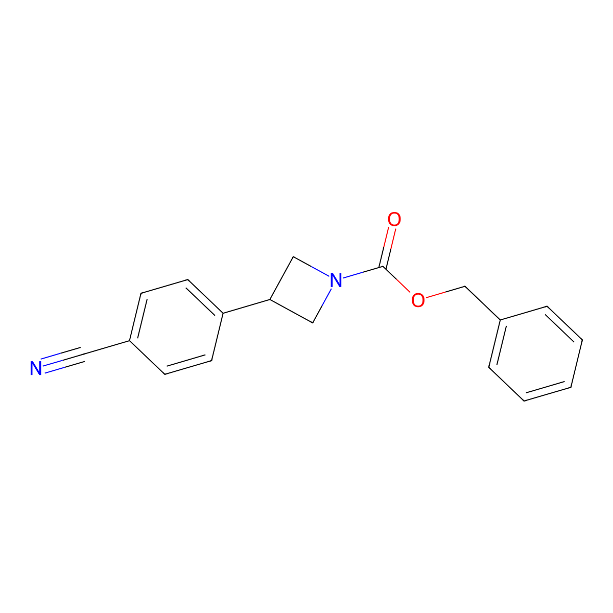 Benzyl 3-(4-cyanophenyl)azetidine-1-carboxylate molecular structure, CAS 2680893-18-7