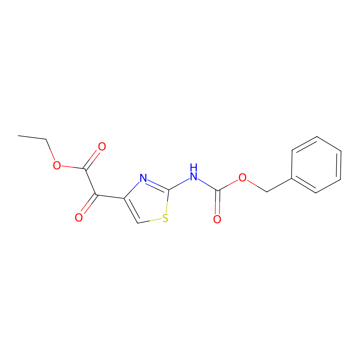 Ethyl 2-(2-{[(benzyloxy)carbonyl]amino}-1,3-thiazol-4-yl)-2-oxoacetate molecular structure, CAS 2680893-19-8
