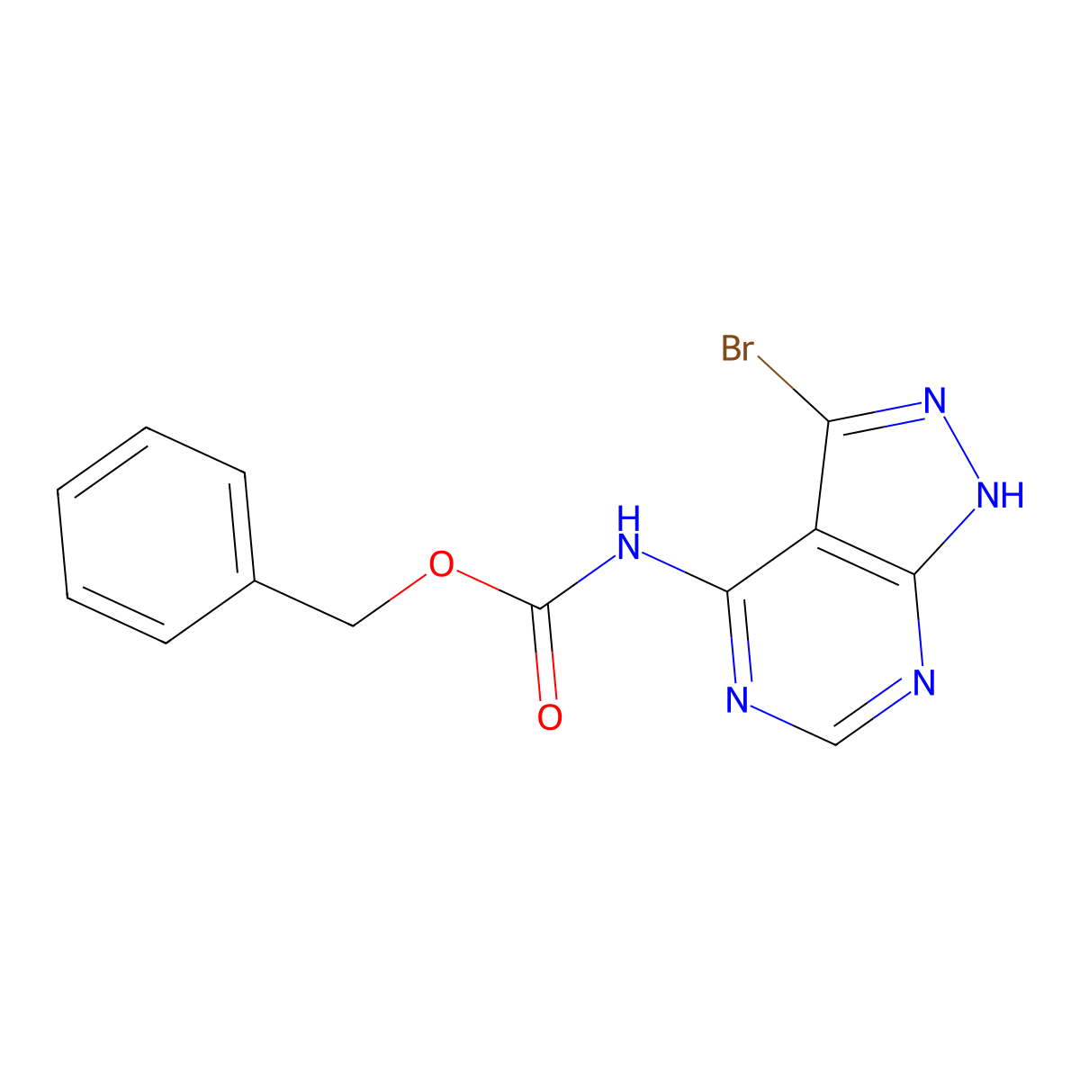 benzyl N-{3-bromo-1H-pyrazolo[3,4-d]pyrimidin-4-yl}carbamate molecular structure, CAS 2680893-21-2