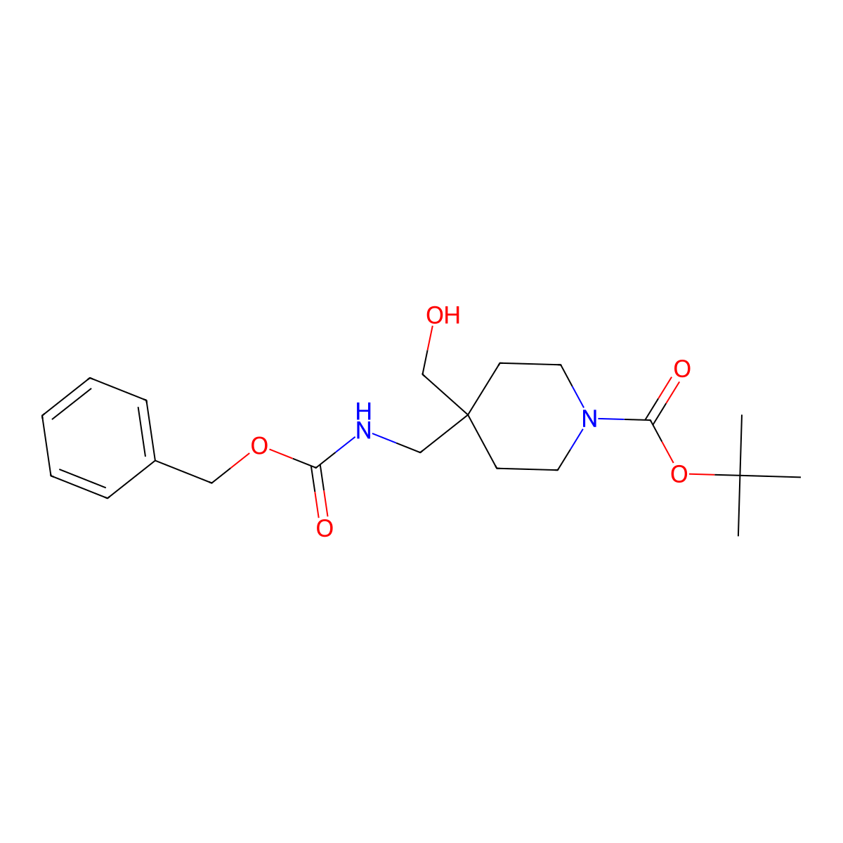 Tert-butyl 4-({[(benzyloxy)carbonyl]amino}methyl)-4-(hydroxymethyl)piperidine-1-carboxylate molecular structure, CAS 2680893-22-3