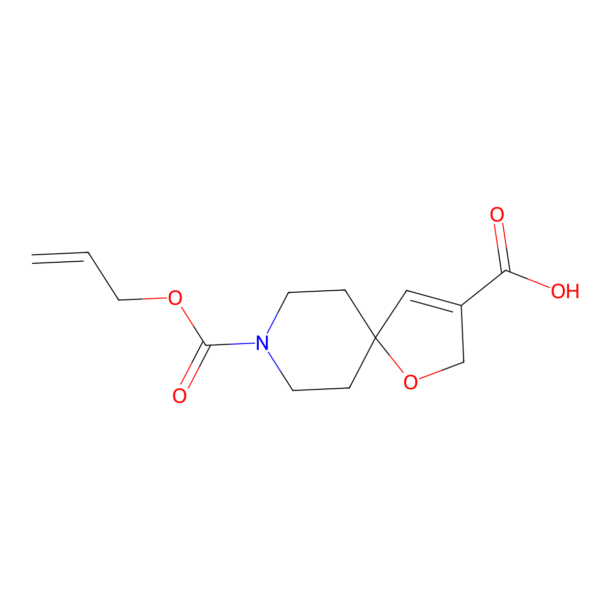 8-[(Prop-2-en-1-yloxy)carbonyl]-1-oxa-8-azaspiro[4.5]dec-3-ene-3-carboxylic acid molecular structure, CAS 2680893-35-8