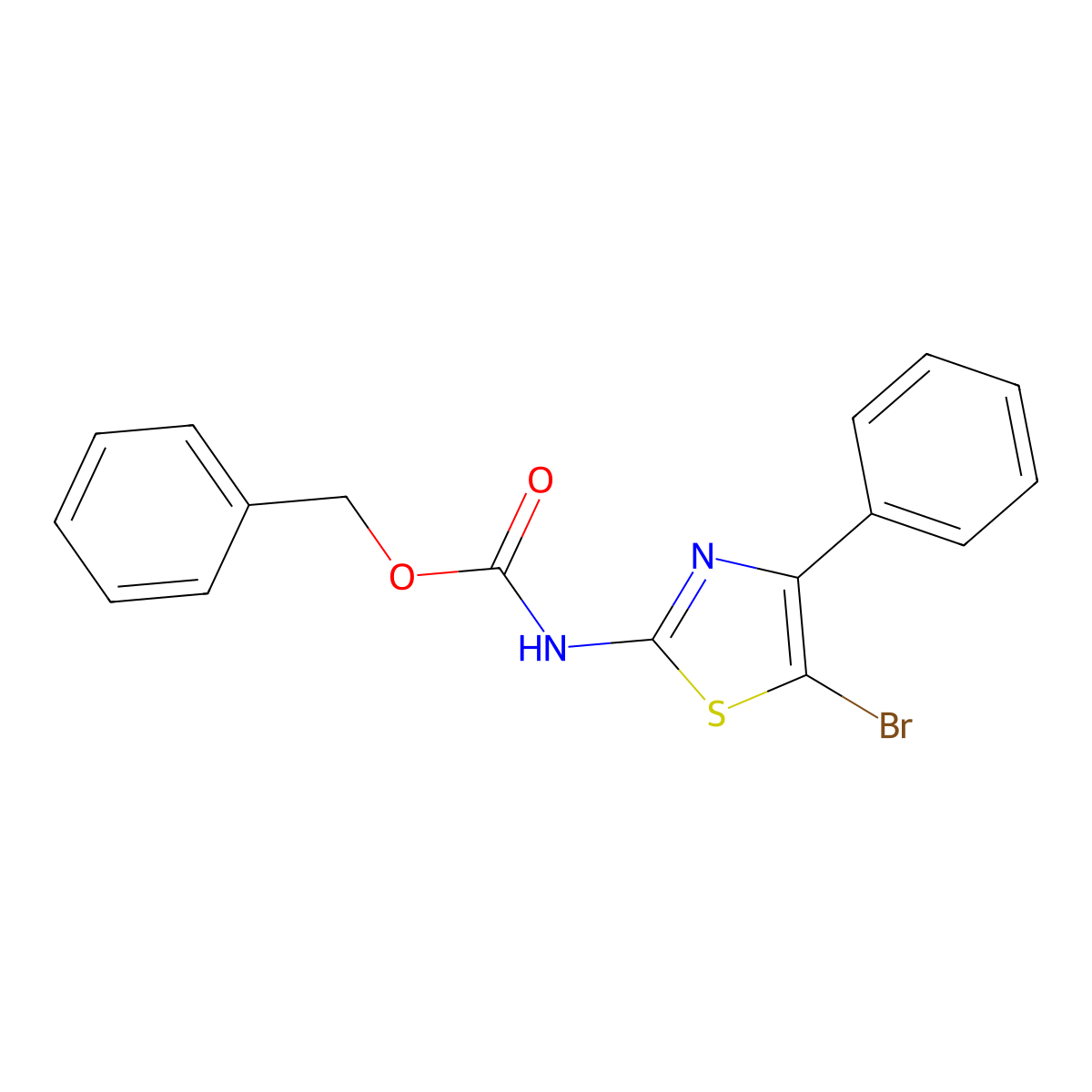 benzyl N-(5-bromo-4-phenyl-1,3-thiazol-2-yl)carbamate molecular structure, CAS 2680893-45-0