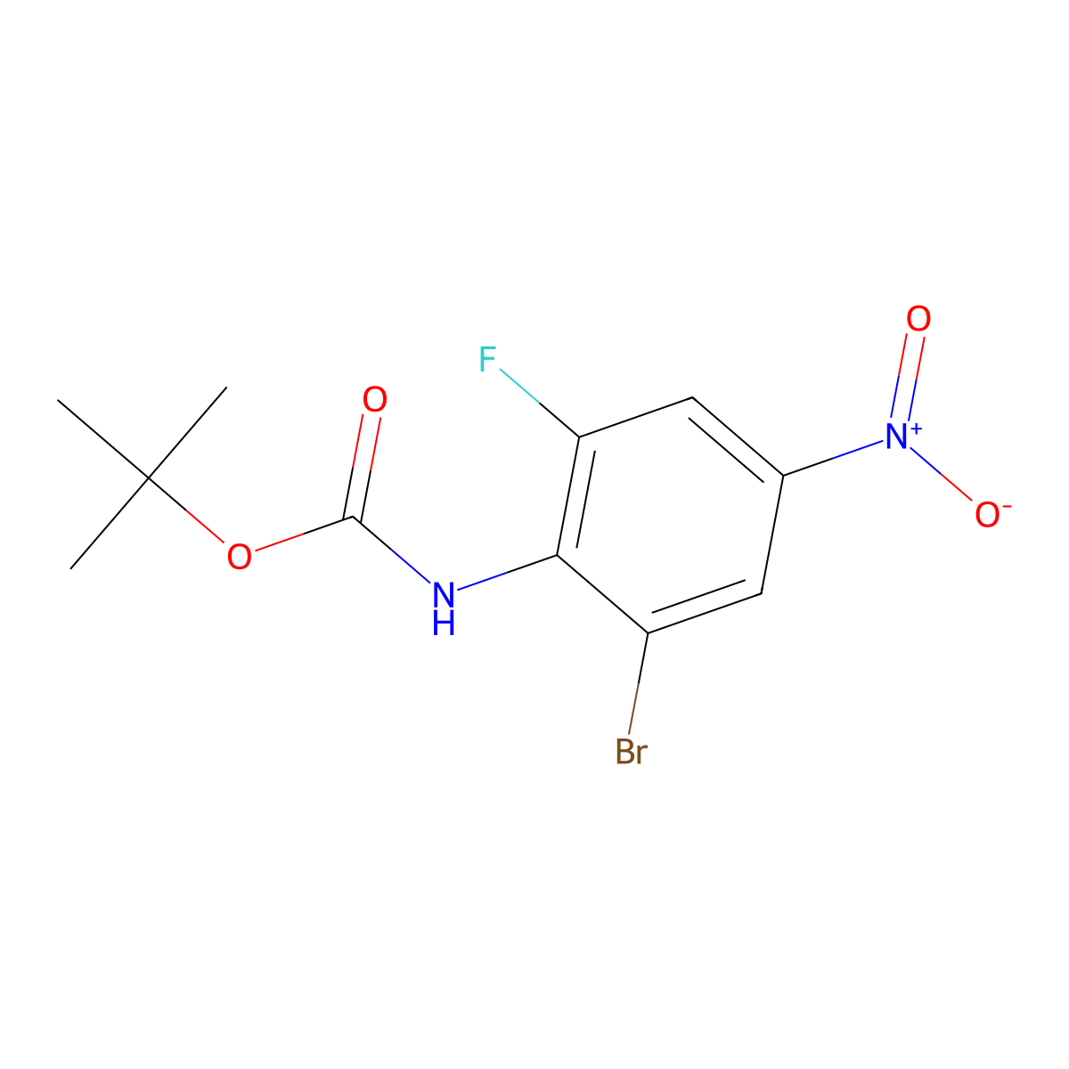 tert-butyl N-(2-bromo-6-fluoro-4-nitrophenyl)carbamate molecular structure, CAS 2680893-46-1