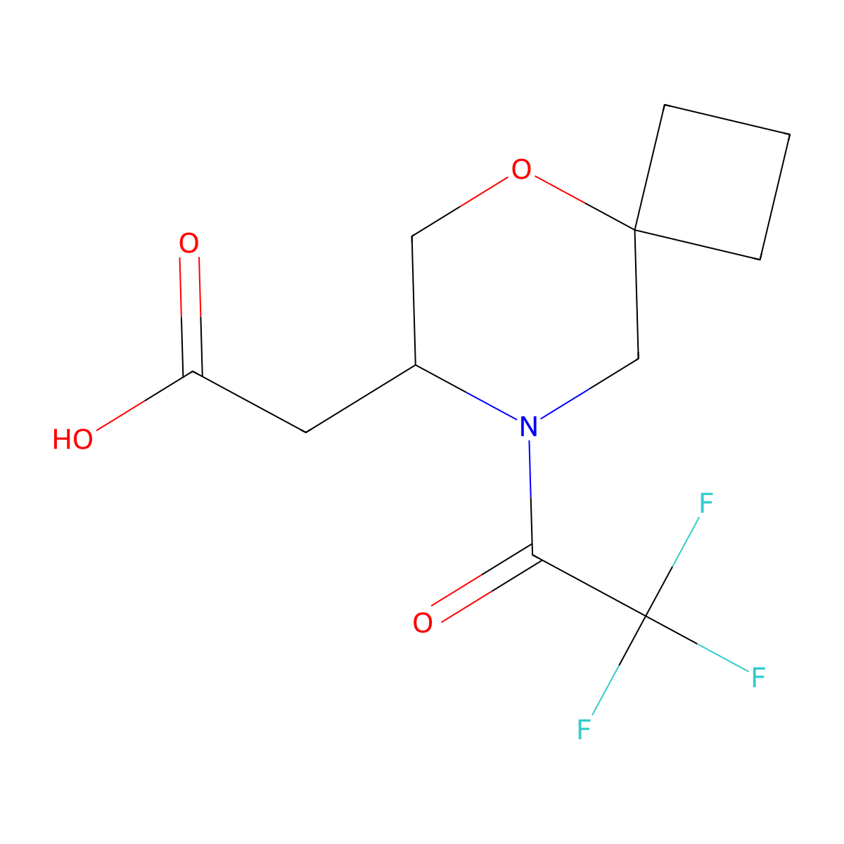 2-[8-(2,2,2-Trifluoroacetyl)-5-oxa-8-azaspiro[3.5]nonan-7-yl]acetic acid molecular structure, CAS 2680893-56-3