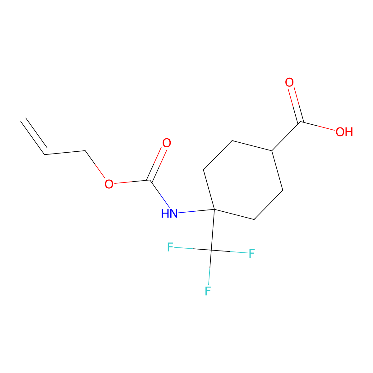 4-{[(Prop-2-en-1-yloxy)carbonyl]amino}-4-(trifluoromethyl)cyclohexane-1-carboxylic acid molecular structure, CAS 2680893-57-4