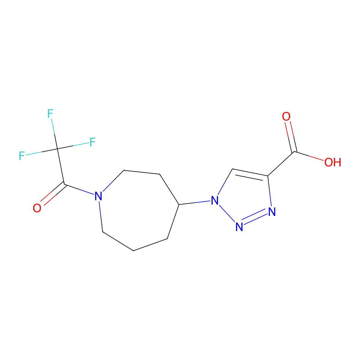 1-[1-(2,2,2-trifluoroacetyl)azepan-4-yl]-1H-1,2,3-triazole-4-carboxylic acid molecular structure, CAS 2680893-75-6