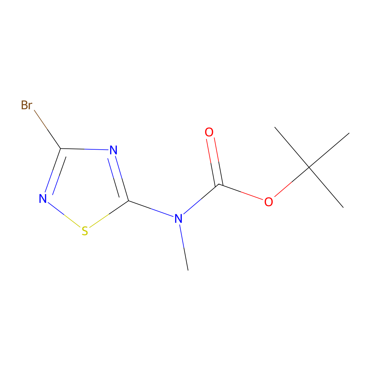 tert-butyl N-(3-bromo-1,2,4-thiadiazol-5-yl)-N-methylcarbamate molecular structure, CAS 2680893-79-0