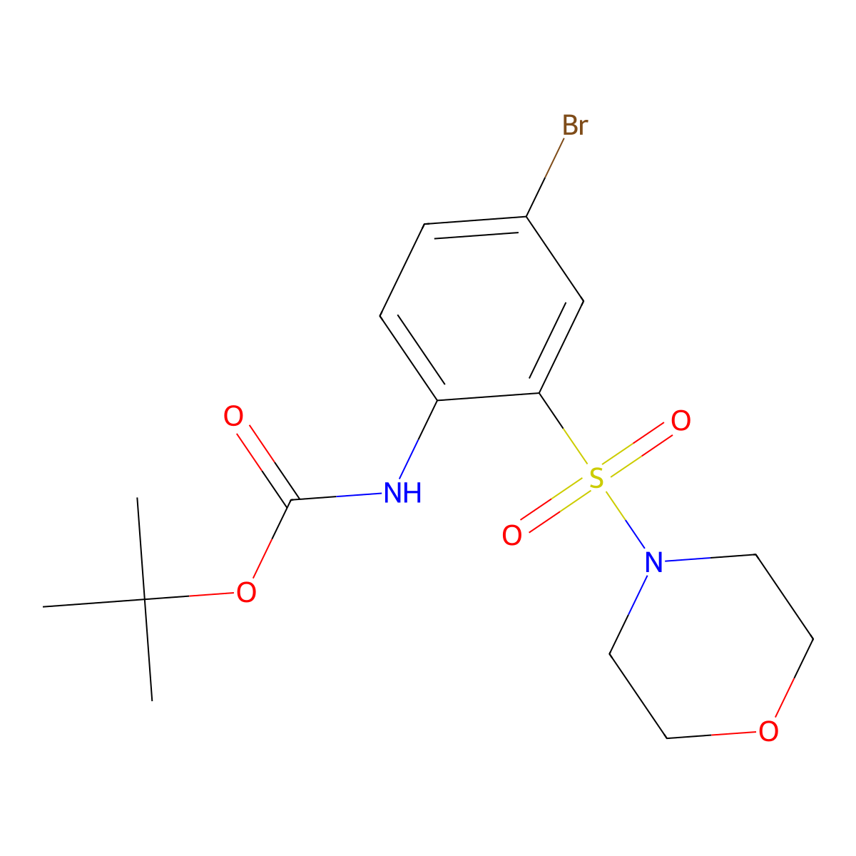 tert-butyl N-[4-bromo-2-(morpholine-4-sulfonyl)phenyl]carbamate molecular structure, CAS 2680893-82-5