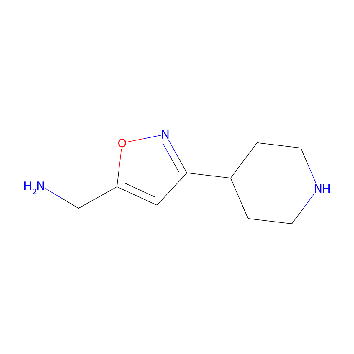 1-[3-(Piperidin-4-yl)-1,2-oxazol-5-yl]methanamine molecular structure, CAS 2680893-86-9
